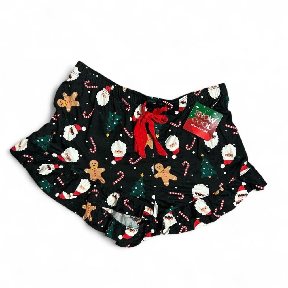 Festive Black Holiday Shorts Medium